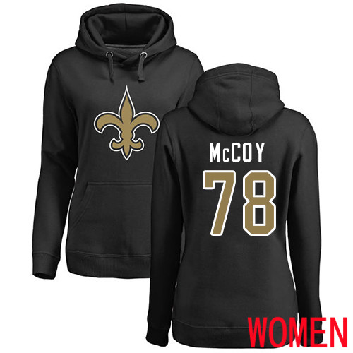 New Orleans Saints Black Women Erik McCoy Name and Number Logo NFL Football #78 Pullover Hoodie Sweatshirts->nfl t-shirts->Sports Accessory